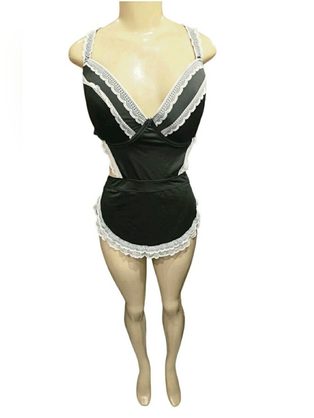 Ashley Stewart Plus Black White French Maid Just Sexy Lingerie Size 2X NWT
